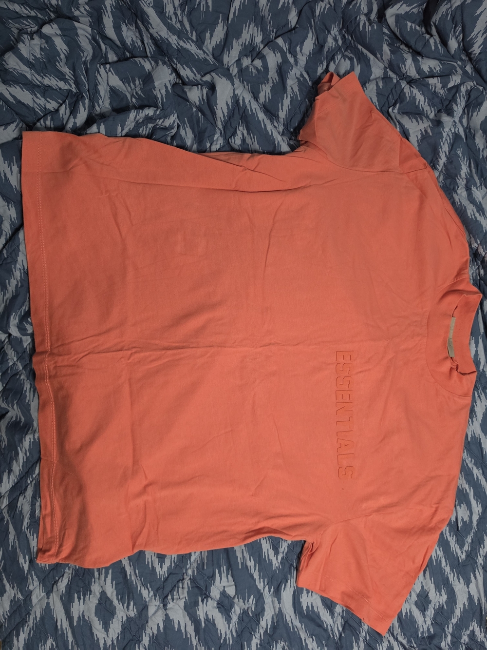ESSENTIALS Unisex Coral Orange Logo Tee Size Large